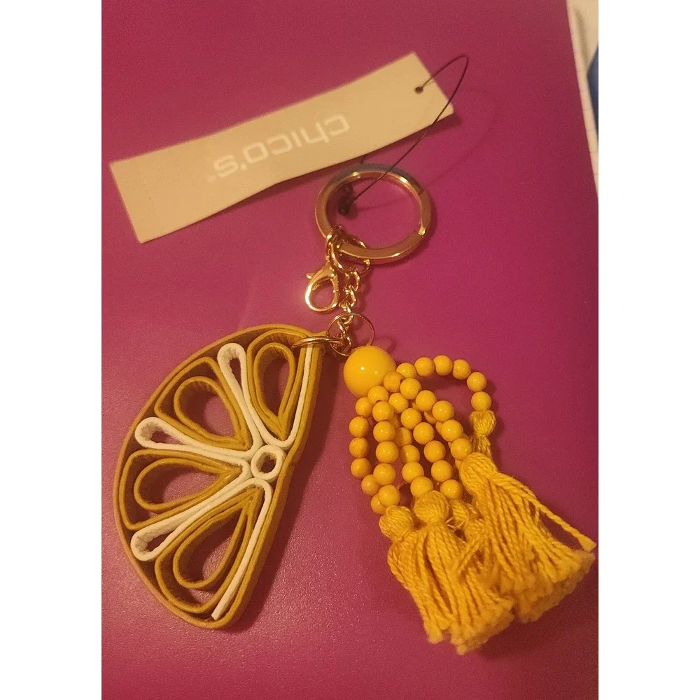 Chicos keychain nwt lemon slice and tassel